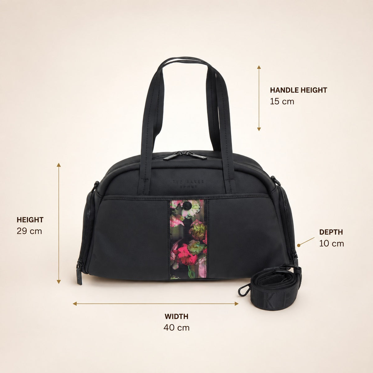 Ted Baker Sport Duffel Bag, Black Floral Tote, Gym Duffle, Weekend Travel