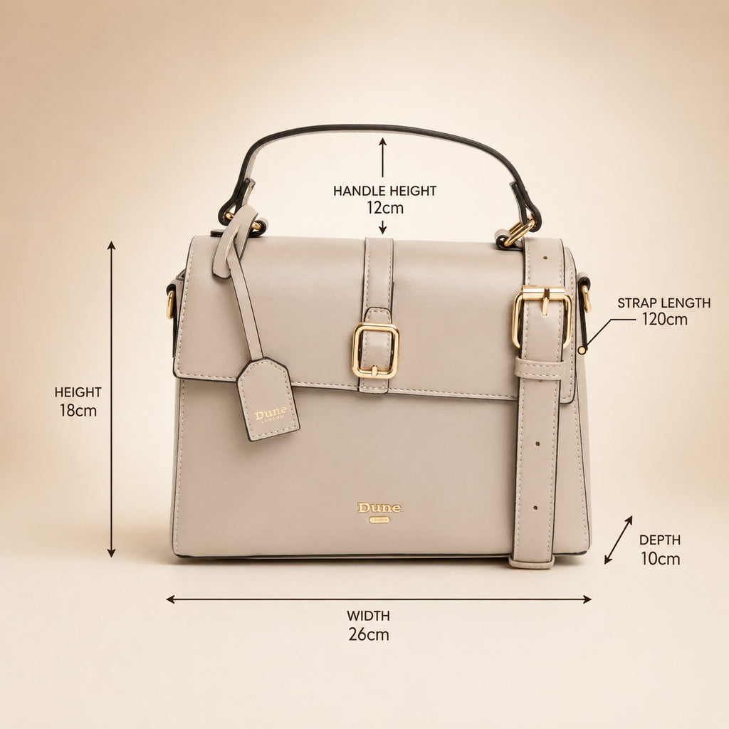 Dune London Grey Satchel Bag, Structured Top Handle Purse, Minimalist Handbag
