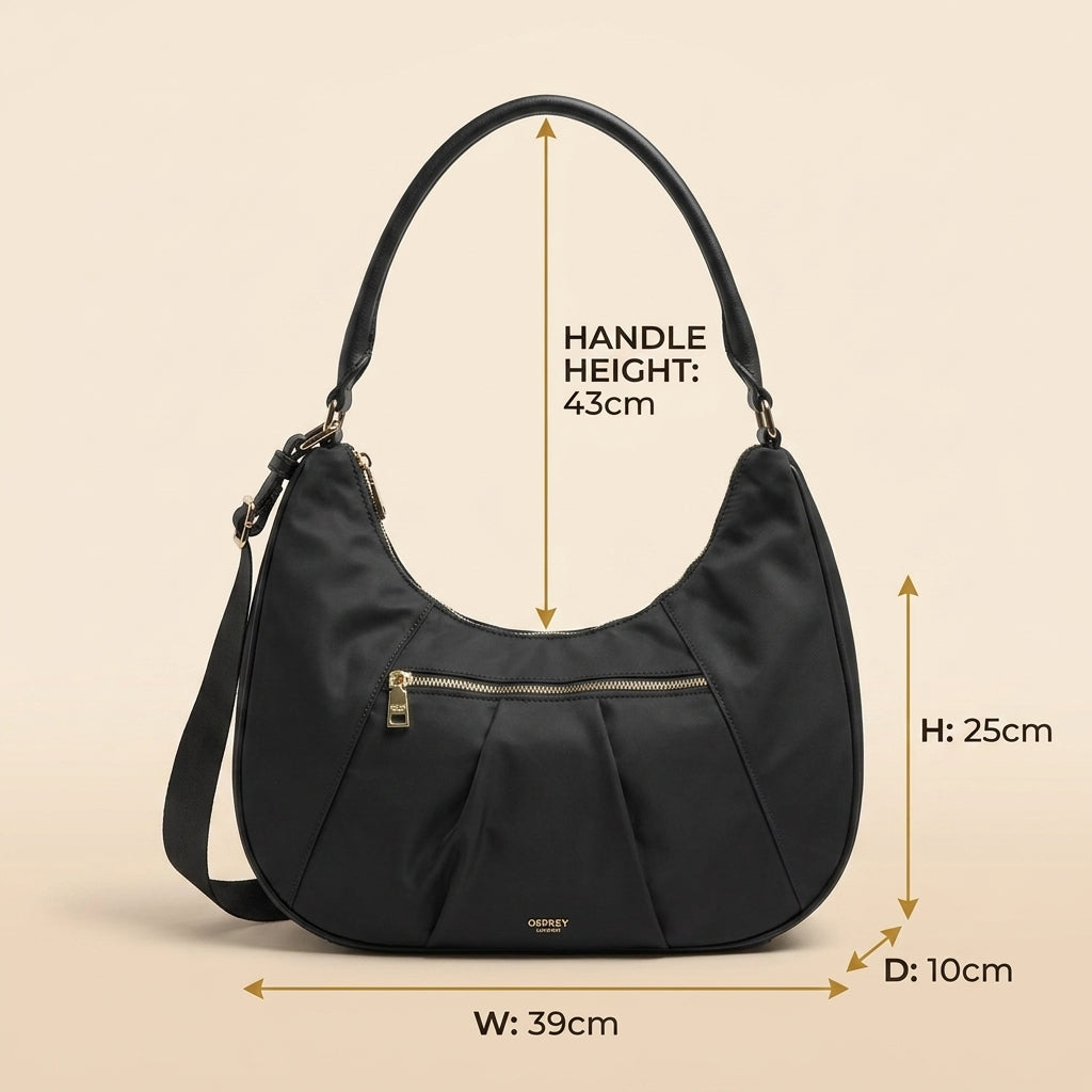 Osprey London Black Nomad Shoulder Bag, Minimalist Everyday Handbag