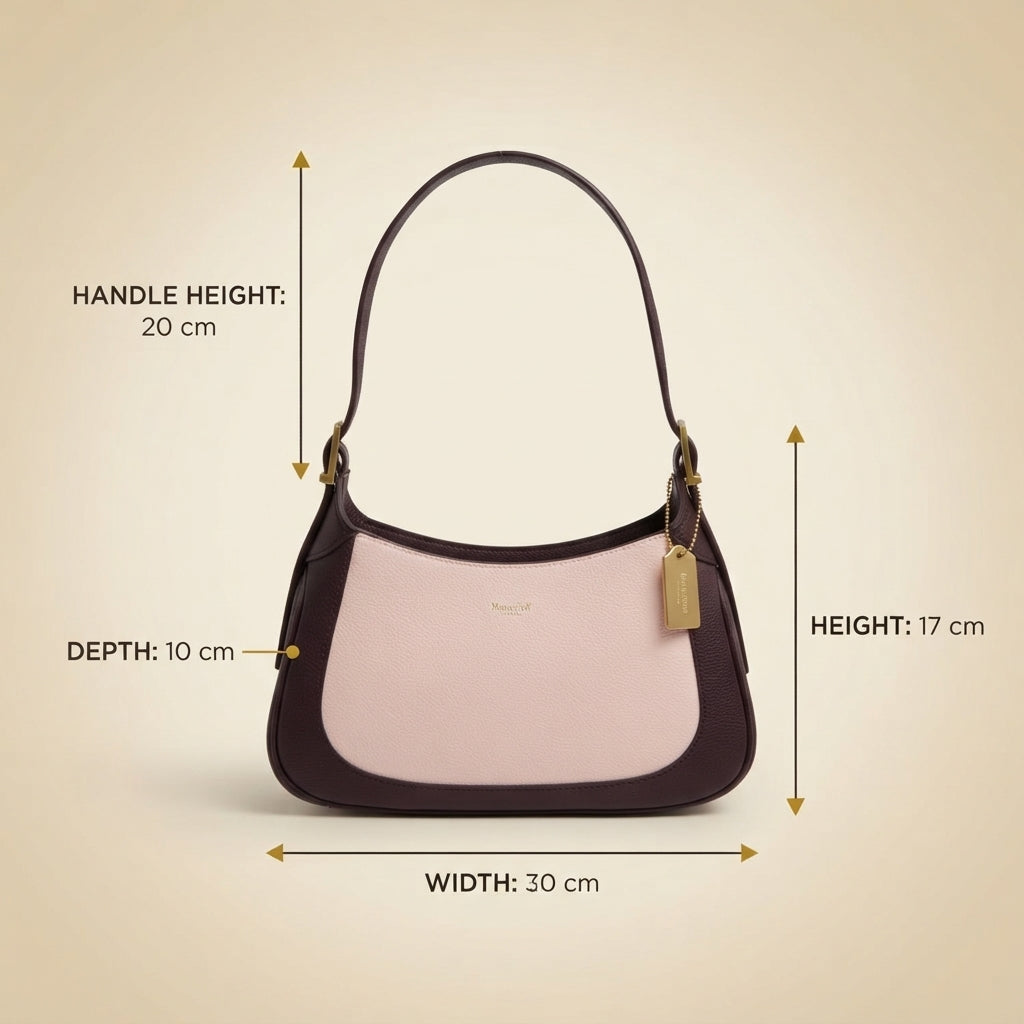 Moncrief Pink Plum Sarah Shoulder Bag, Leather Hobo, Gold Tag Charm