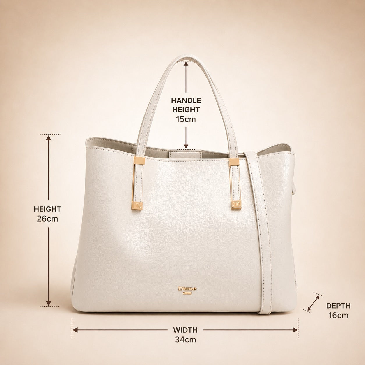 Dune London Grey Shoulder Bag, Minimalist Everyday Tote, Gold Hardware