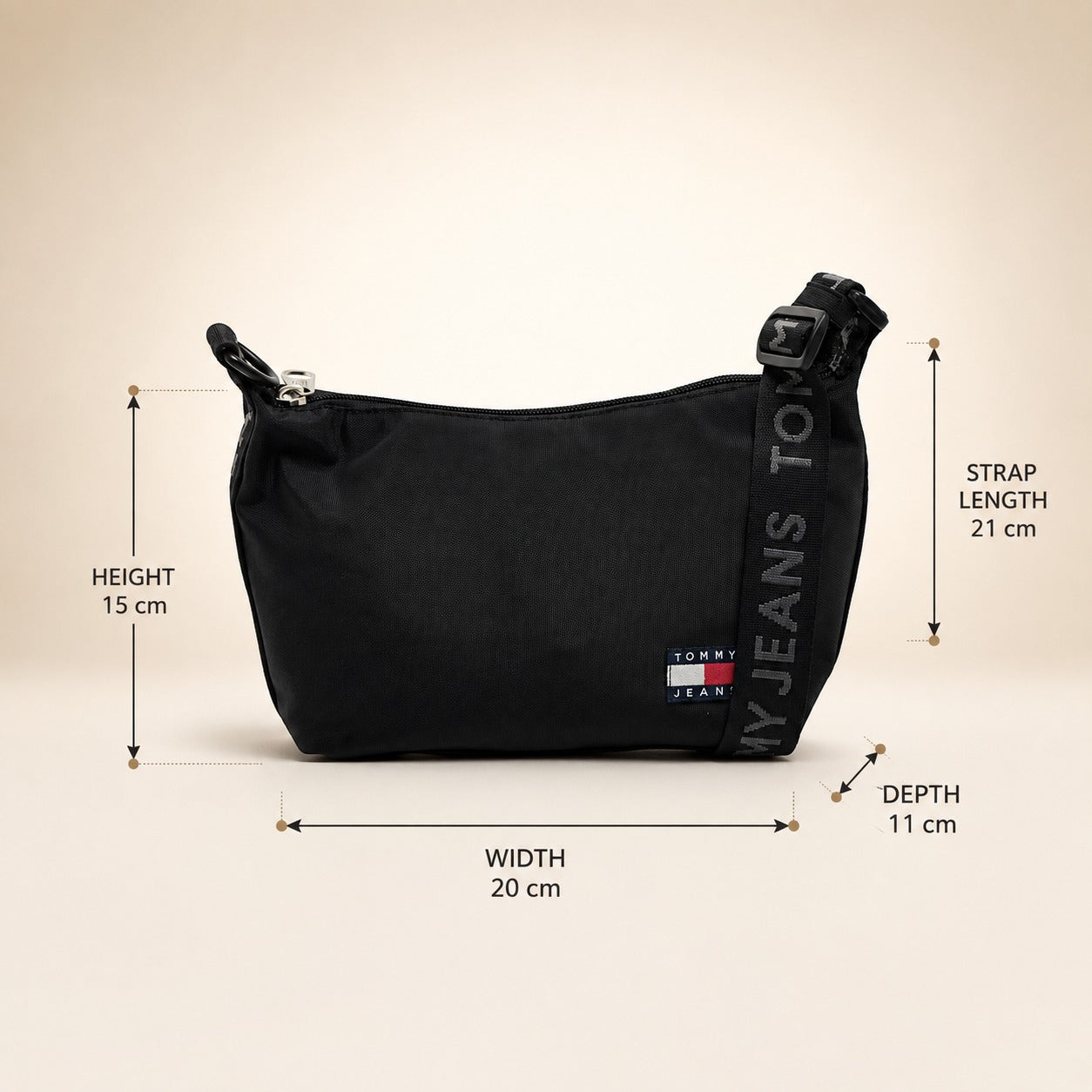 Tommy Jeans Black Shoulder Bag, Crescent Crescent Bag, Everyday Handbag