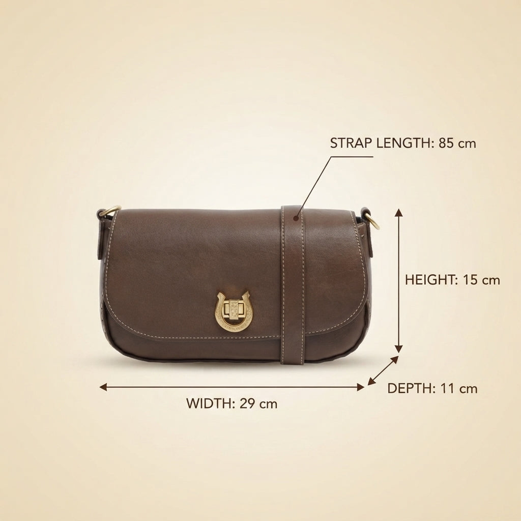 US Polo Assn Brown Crossbody Bag, Horseshoe Clasp, Preppy Equestrian Handbag