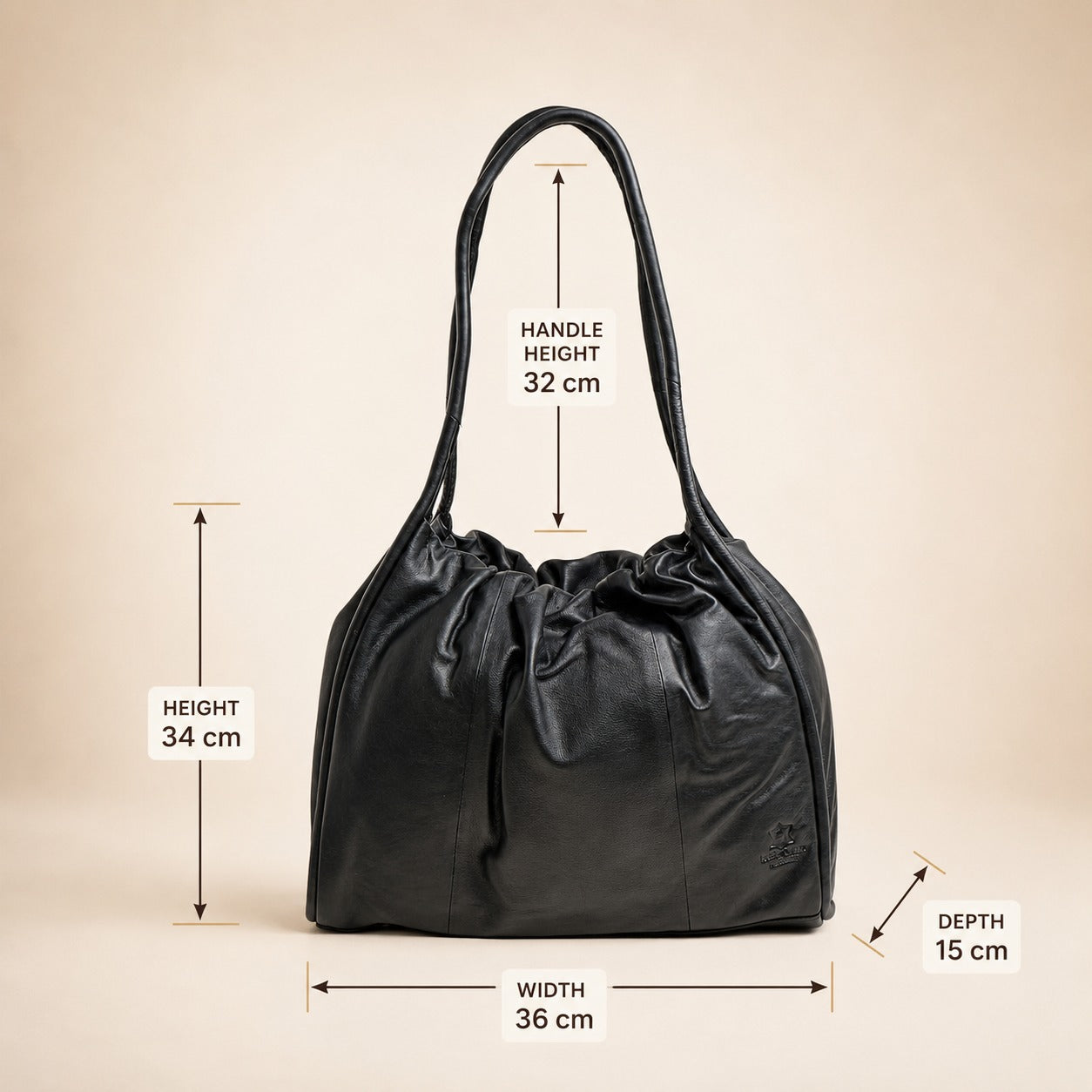 Leather Culture Black Shoulder Bag, Minimalist Everyday Hobo, Work Handbag