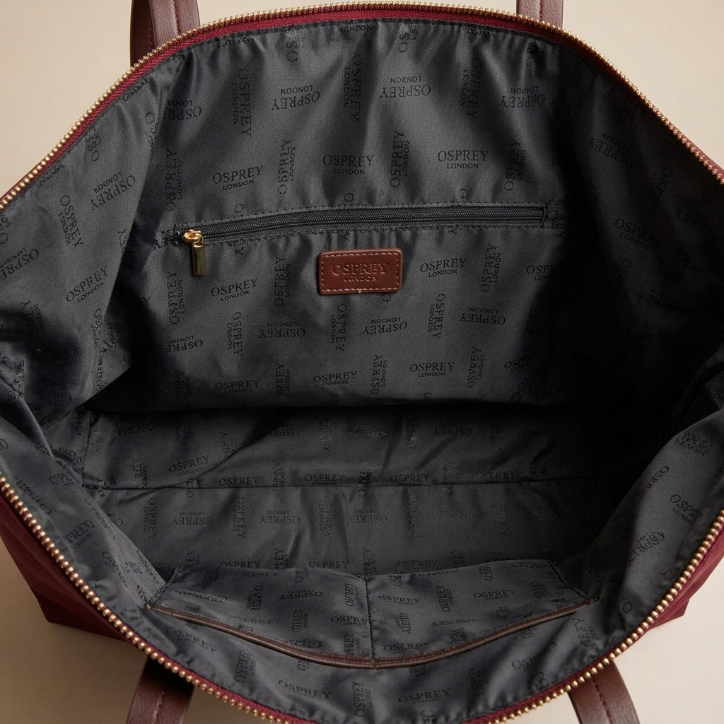 Osprey London Burgundy Weekender Bag, Nylon Travel Tote, Large Overnight Bag