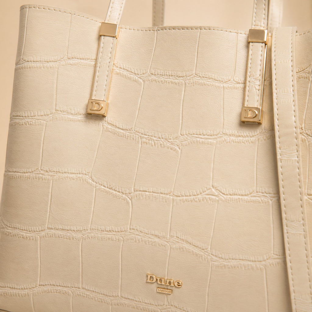 Dune Beige Croc Tote Bag, Designer Everyday Handbag, Work Bag, Minimalist Gift