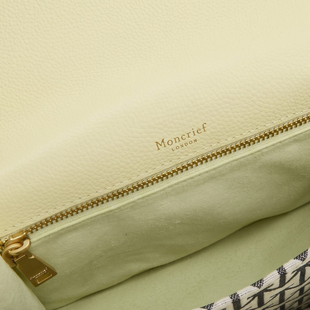 Moncrief Yellow Leather Crossbody Bag, Structured Flap Purse, Gold Hardware