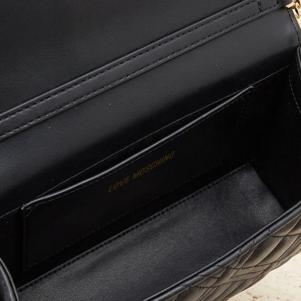 DKNY Black Crescent Shoulder Bag, Pebbled Faux Leather, Gunmetal Chain