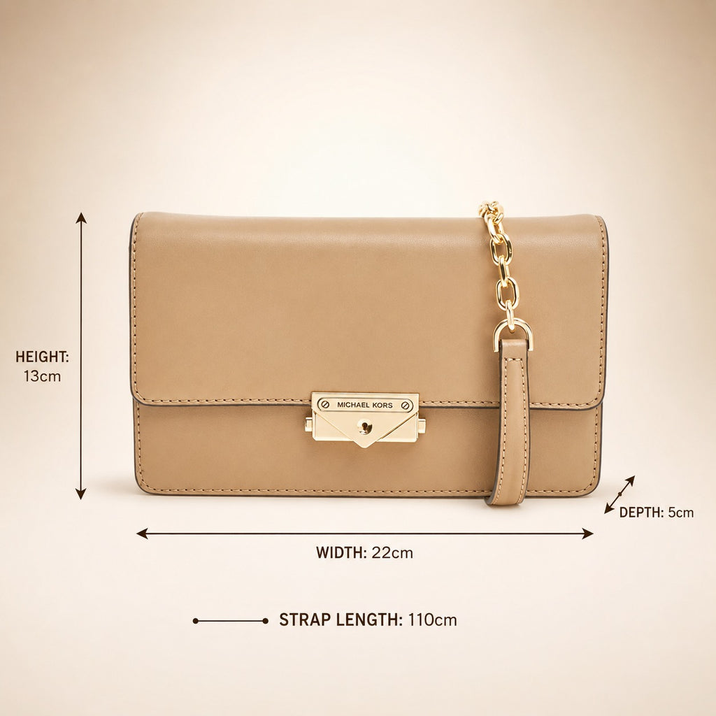 Michael Kors Beige Crossbody Bag, Neutral Minimalist Handbag, Chic Everyday Purse