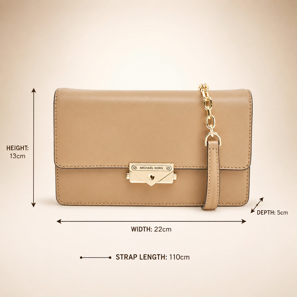 Michael Kors Beige Crossbody Bag, Neutral Minimalist Handbag, Chic Everyday Purse