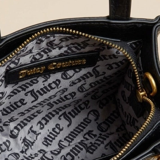 Juicy Couture Black Mini Tote Bag, Grace Collection, Top Handle, Crossbody