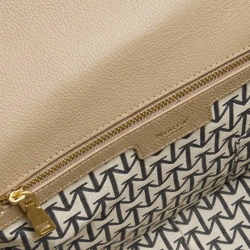 Moncrief Beige Pebble Crossbody Bag, Gold Hardware, Everyday Work Purse