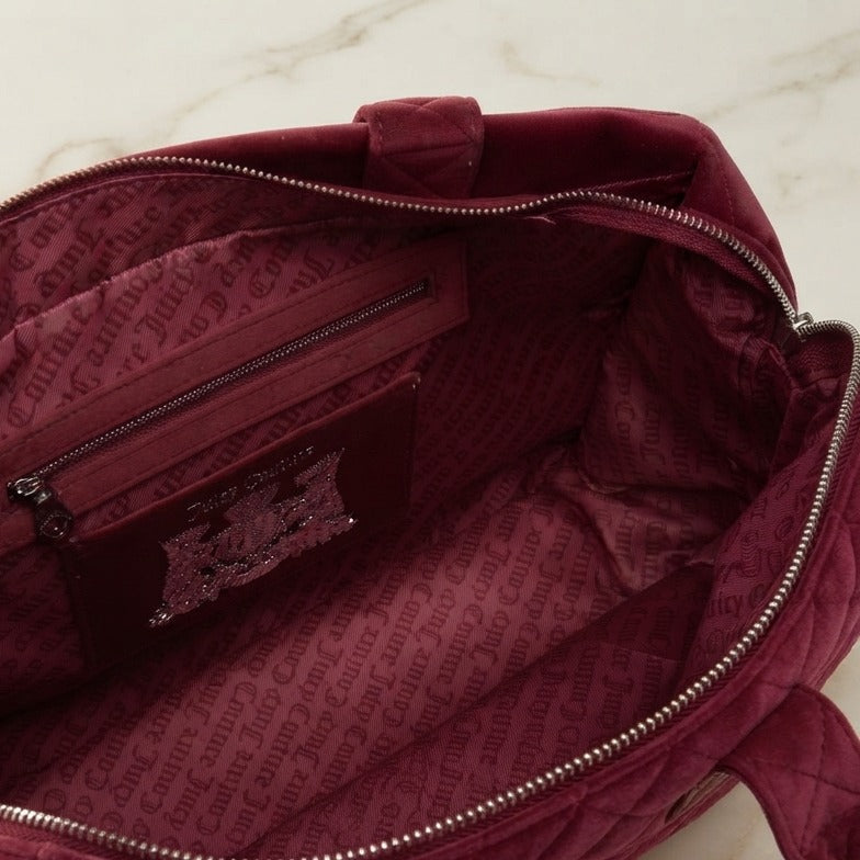 Juicy Couture Pink Tote Bag, Velvet Embroidered Script Logo, Everyday Shopper