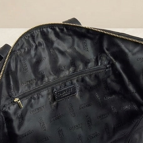 Osprey London Black Weekender Bag, Nylon Travel Tote, Large Overnight Luggage