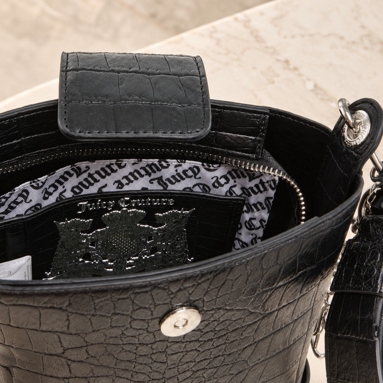 Juicy Couture Black Jasmine Bucket Bag, Pouch, Everyday Shoulder Bag Gift