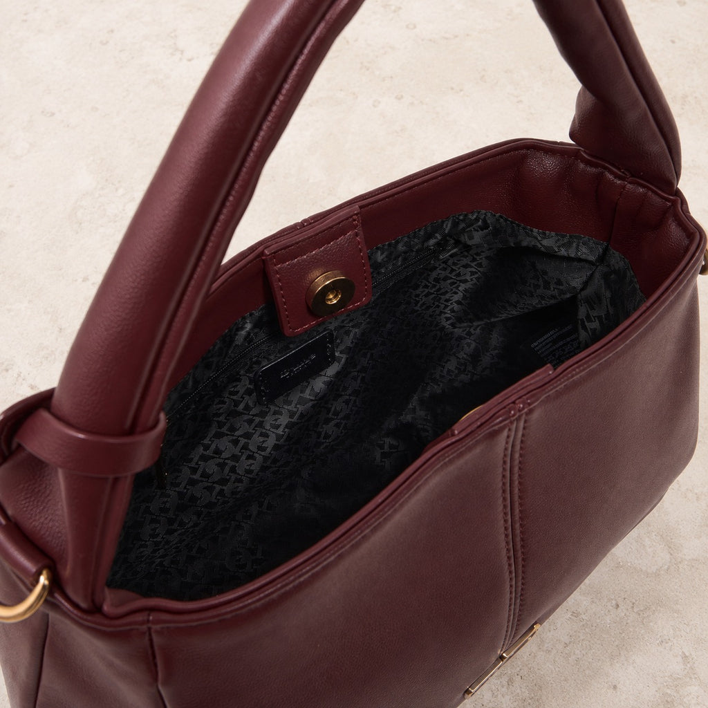Dune London Burgundy Shoulder Bag, Dawes Style, Gold Hardware, Everyday Gift