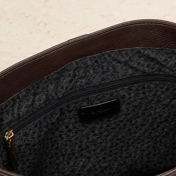 Dune London Brown Shoulder Bag, Grained Leather, Gold Hardware, Work, Everyday