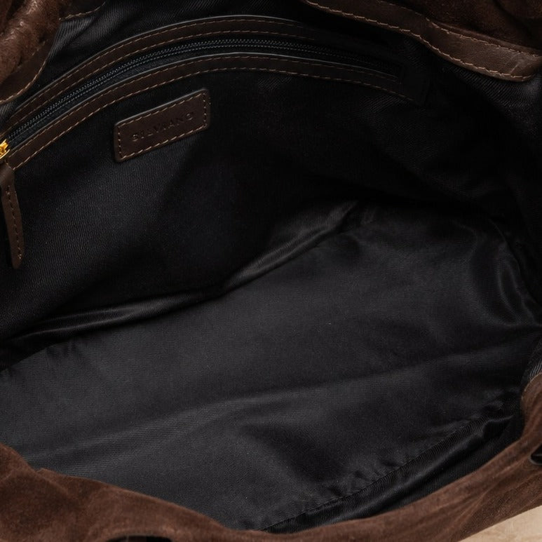 Silviano Brown Suede Shoulder Bag, Chocolate Drawstring Hobo, Everyday Tote