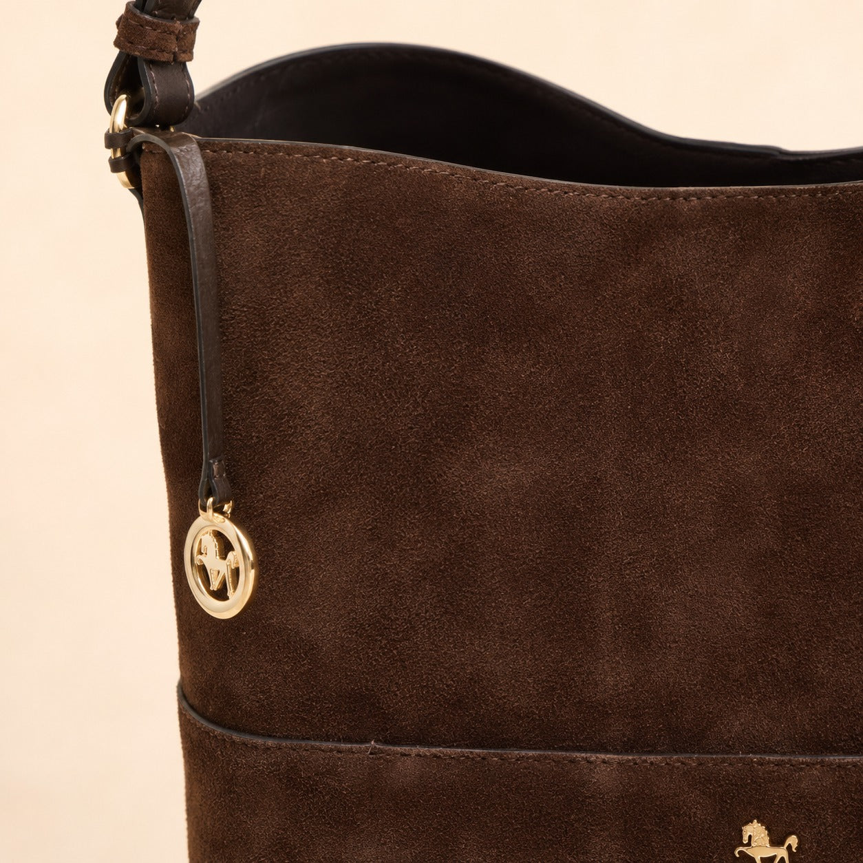 Silviano Brown Suede Shoulder Bag, Equestrian Hobo, Gold Hardware, Everyday Gift