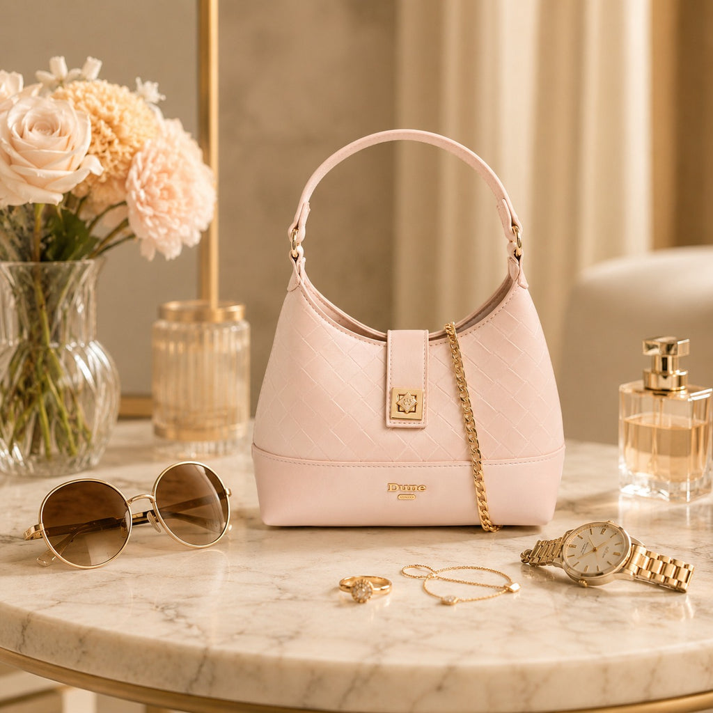 Dune London Pink Shoulder Bag, Diddydoey Woven Top Handle Bag, Gold Chain