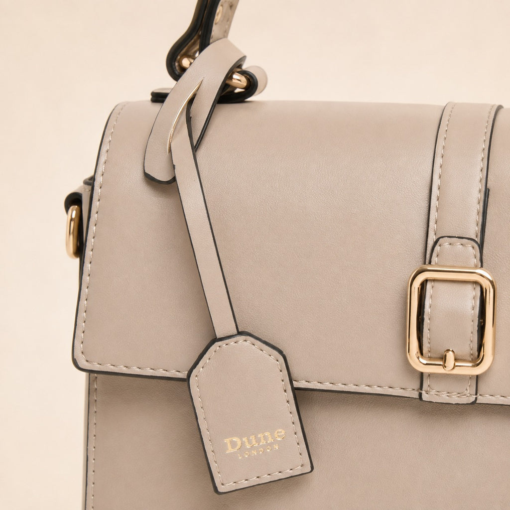 Dune London Grey Satchel Bag, Structured Top Handle Purse, Minimalist Handbag