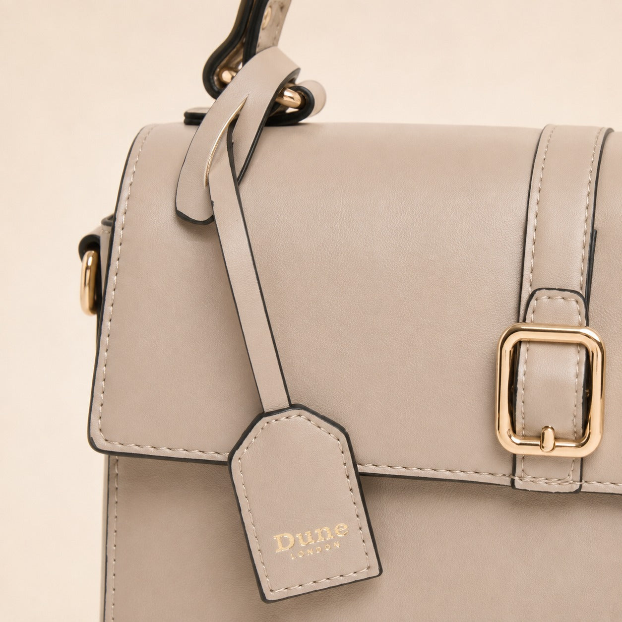 Dune London Grey Satchel Bag, Structured Top Handle Purse, Minimalist Handbag