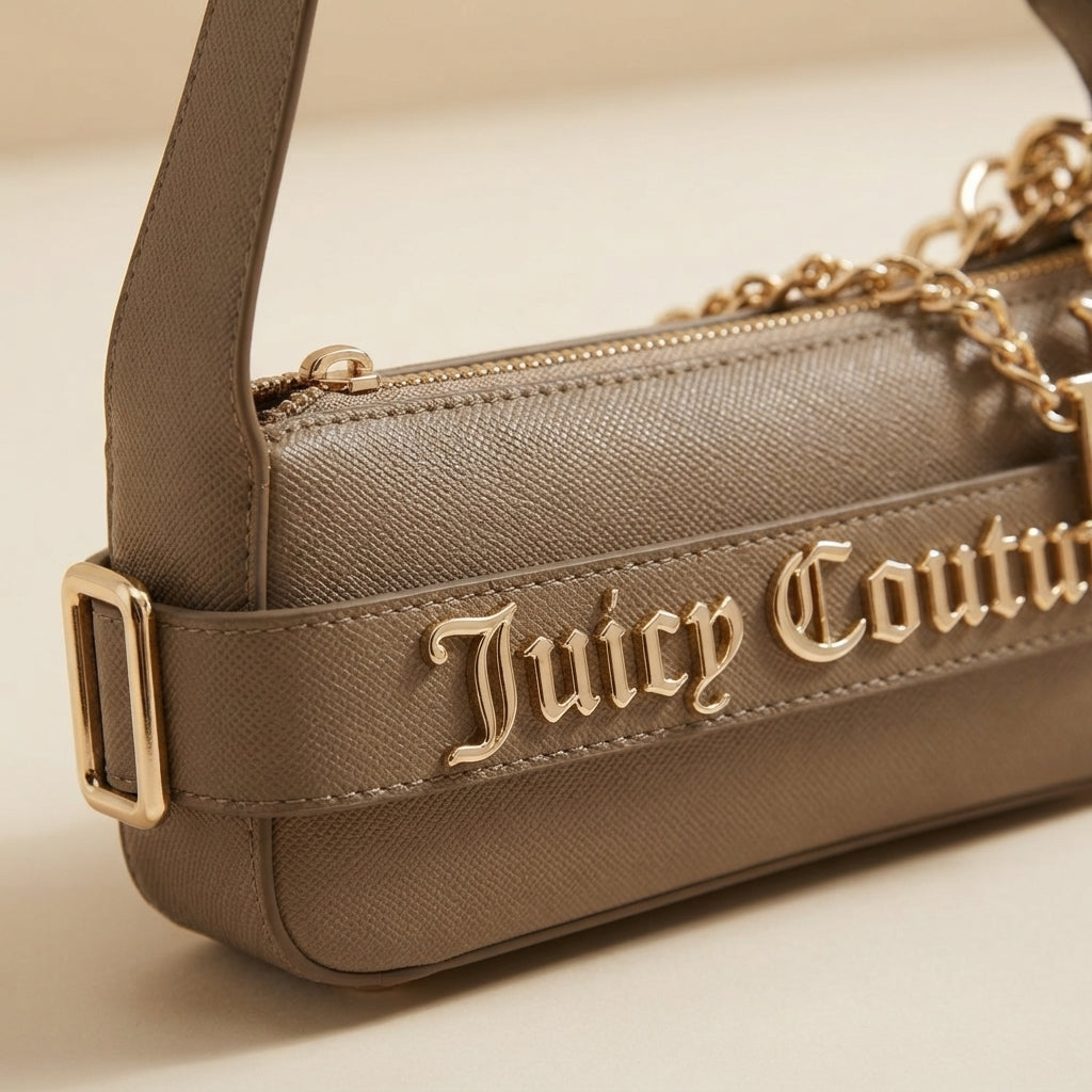 Juicy Couture Brown Jasmine Hobo Bag, Gold Chain, Small Shoulder Bag