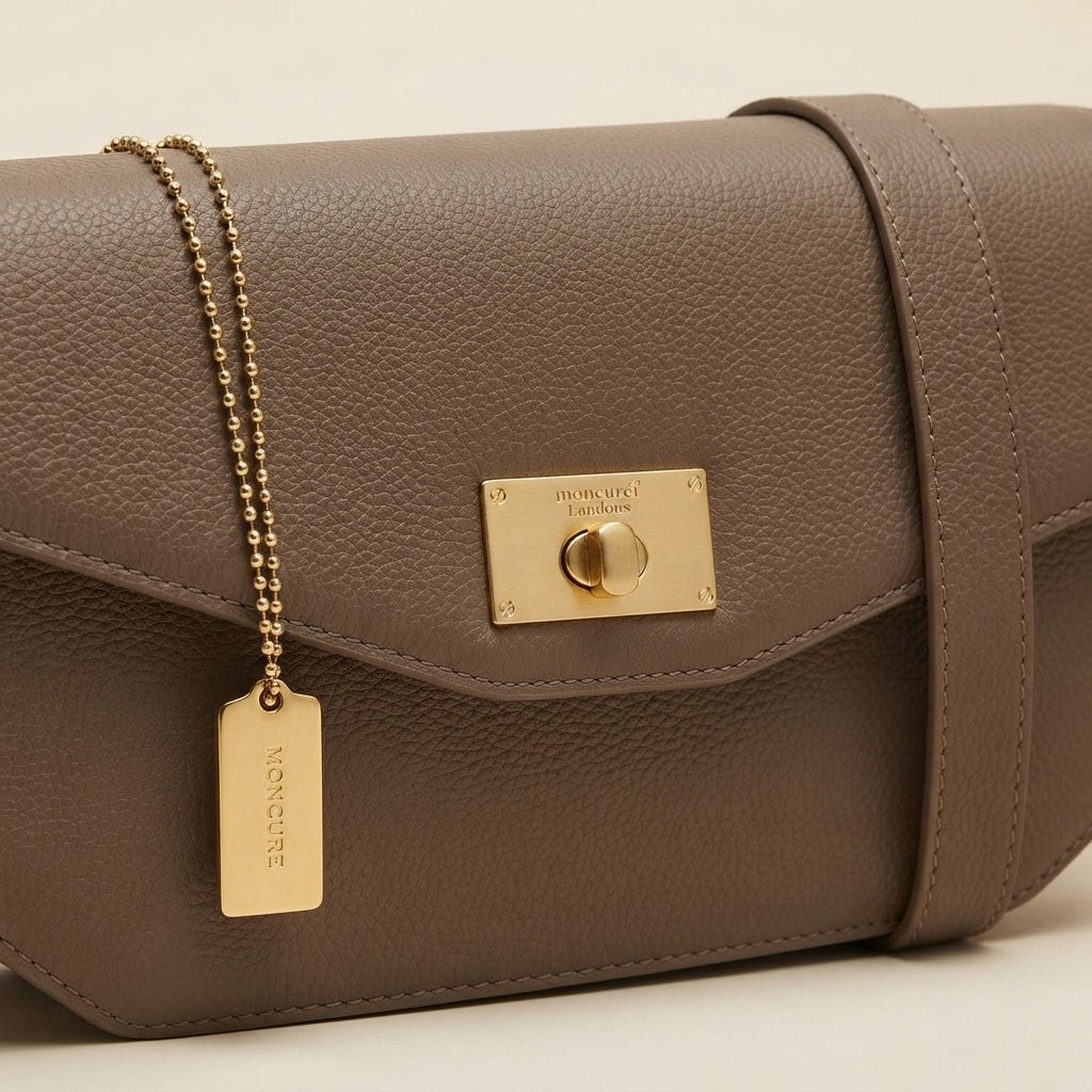 Moncrief Brown Taylor Shoulder Bag, Leather Look Lock Fastening Purse
