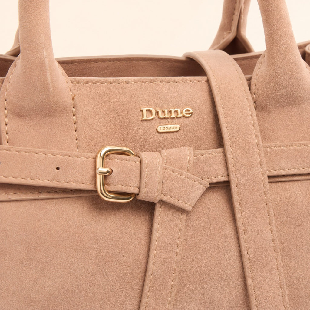 Dune London Peach Suede Satchel Bag, Gold Buckle, Everyday Handbag, Gift for Her
