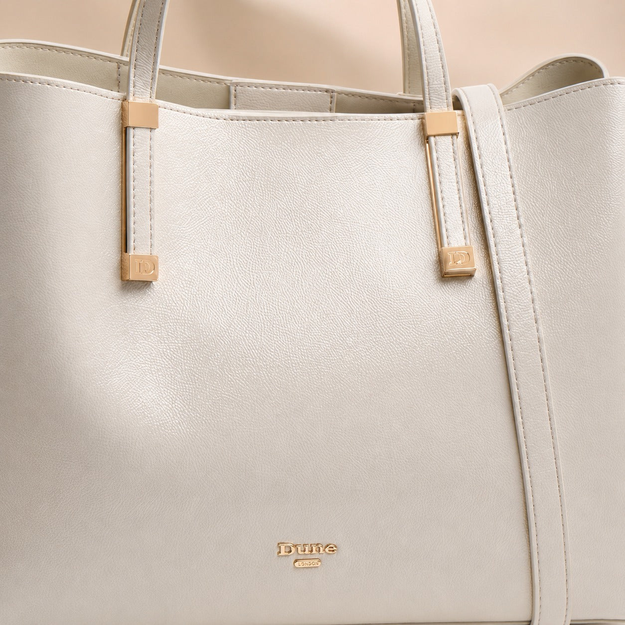 Dune London Grey Shoulder Bag, Minimalist Everyday Tote, Gold Hardware