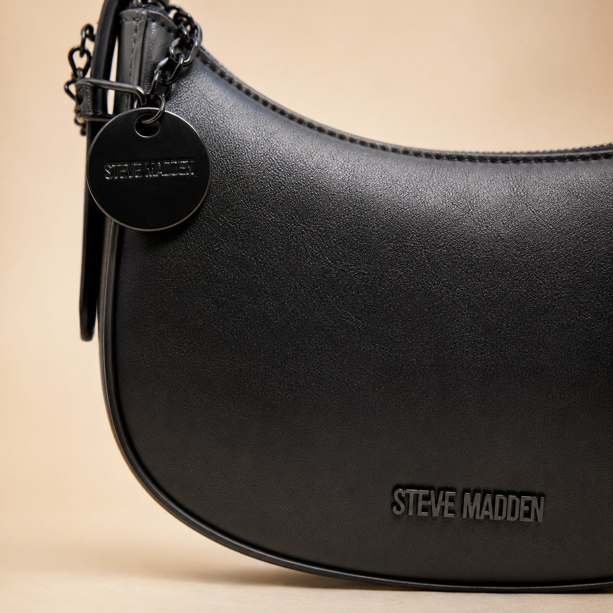 Steve Madden Black Shoulder Bag, Minimalist Everyday Purse, Chic Handbag