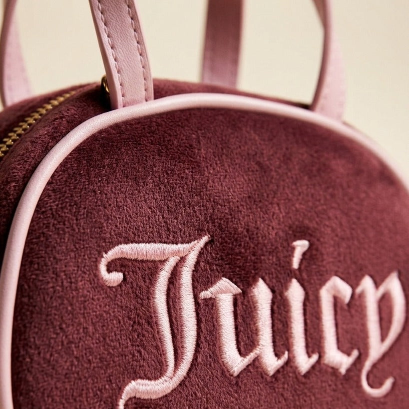 Juicy Couture Burgundy Grab Bag, Velvet Mini Crossbody, Top Handle