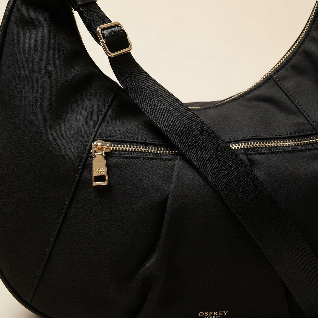 Osprey London Black Nomad Shoulder Bag, Minimalist Everyday Handbag