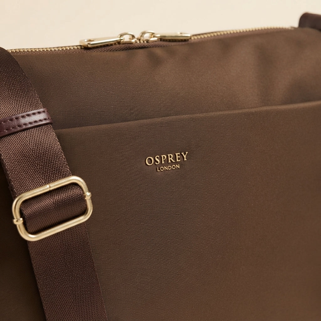Osprey London Brown Shoulder Workbag, Nomad Zip Satchel, Minimalist Everyday