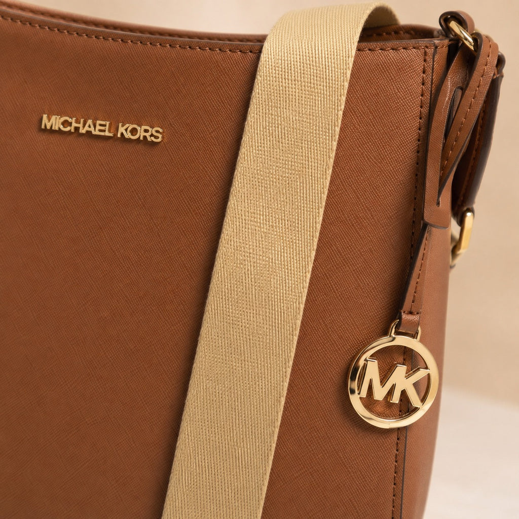 Michael Kors Brown Crossbody Bag, Logo Luggage Style, Gold Hardware, Everyday