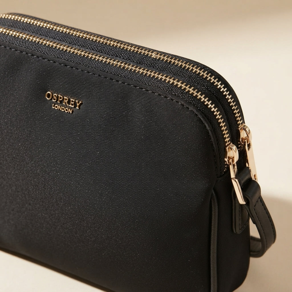 Osprey London Black Nomad Crossbody Bag, Minimalist Everyday Purse, Gift for Her