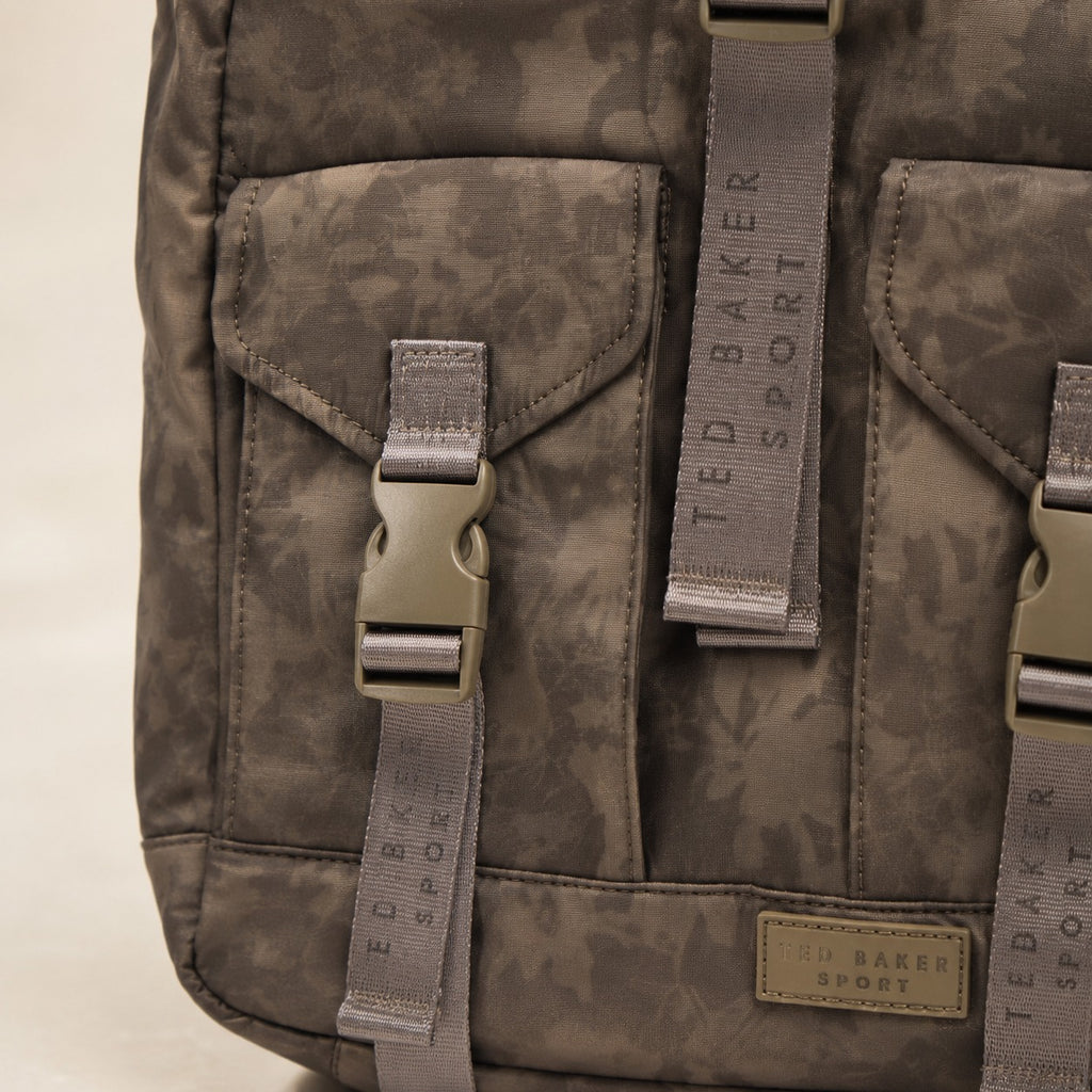 Ted Baker Sport Walnut Shadow Backpack, Roll-Top Laptop Bag, Everyday Rucksack