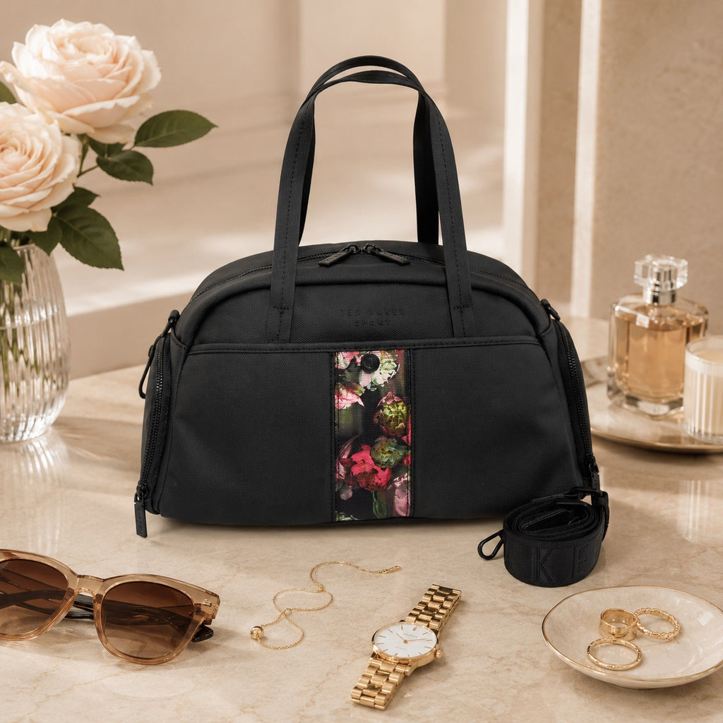 Ted Baker Sport Duffel Bag, Black Floral Tote, Gym Duffle, Weekend Travel