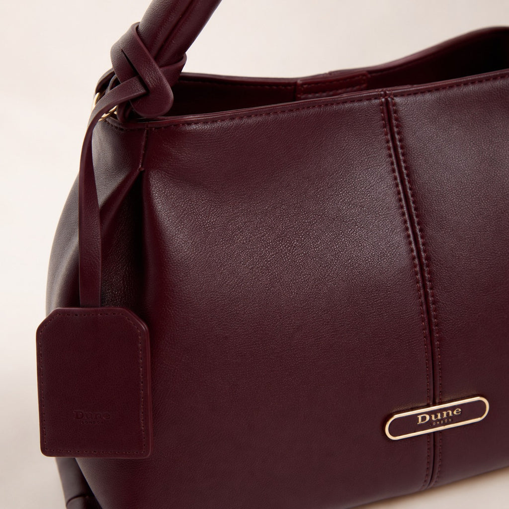 Dune London Burgundy Shoulder Bag, Dawes Style, Gold Hardware, Everyday Gift