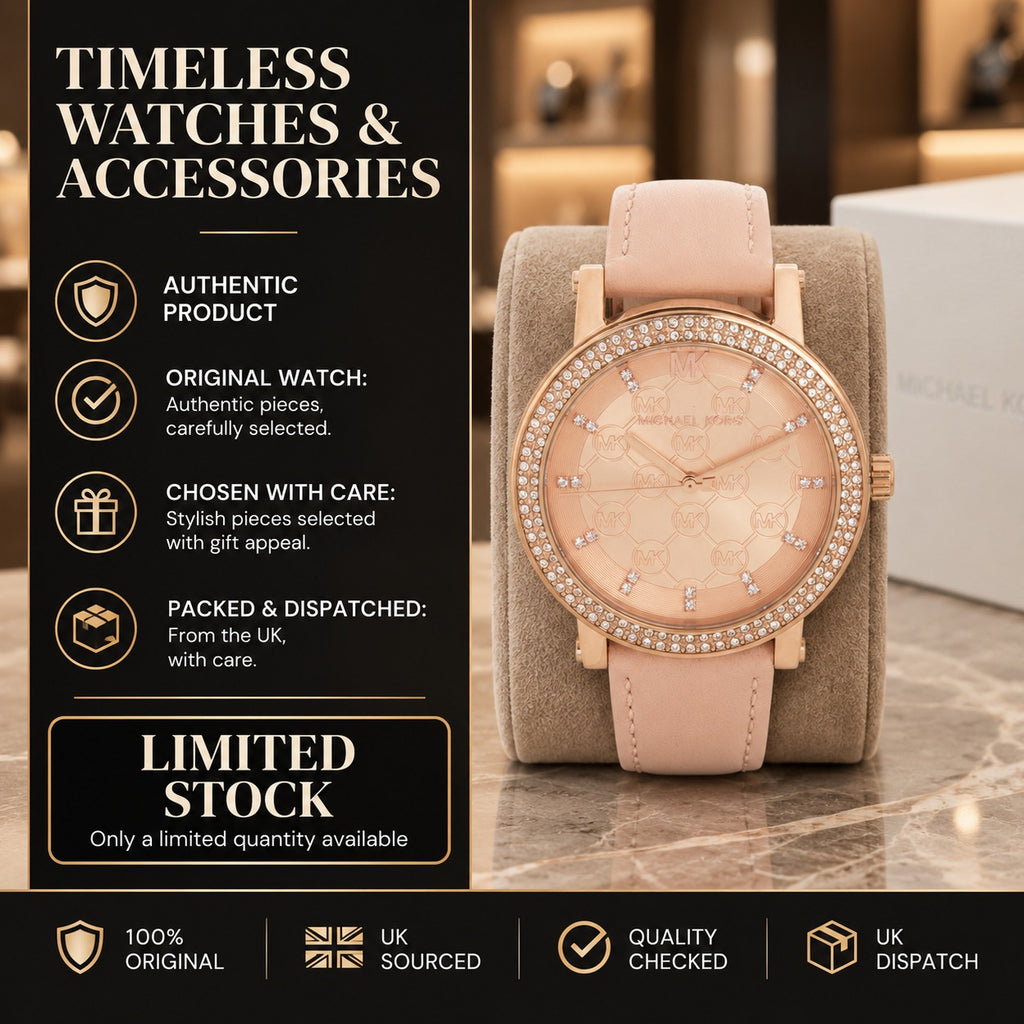 Michael Kors Rose Gold Crystal Watch, Blush Leather Strap