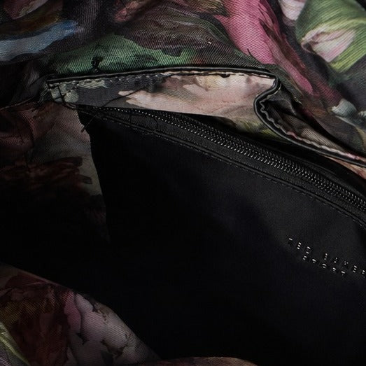 Ted Baker Sport Black Letica Backpack, Roll Top Floral Lining Bag