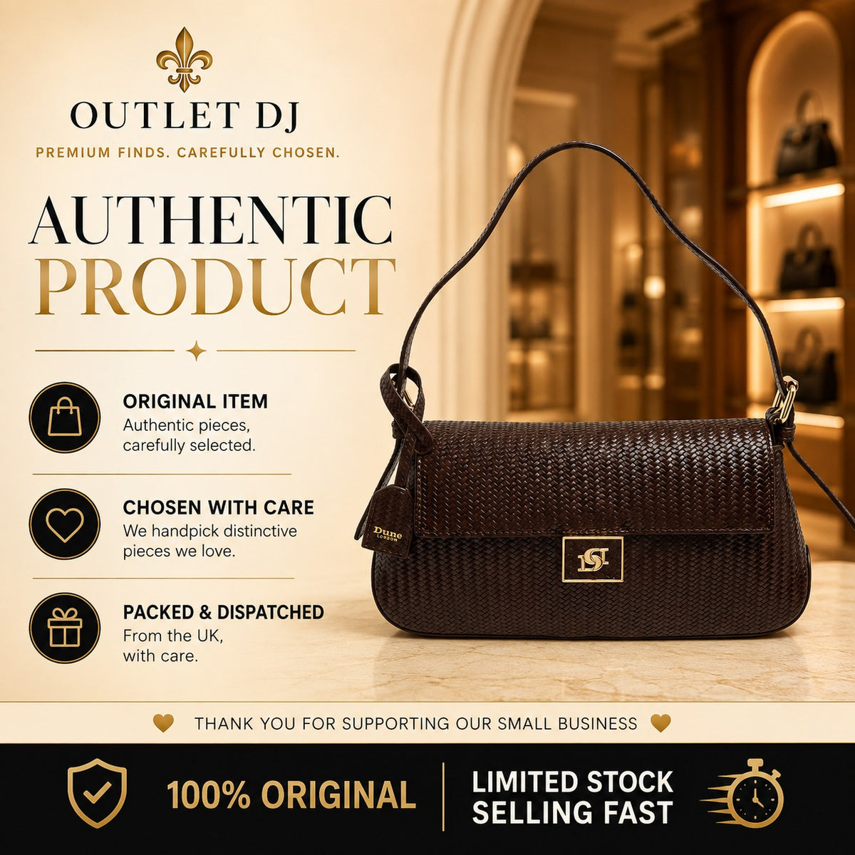 Dune Brown Weave Shoulder Bag, Dabin Style, Flap Top, Gold Hardware