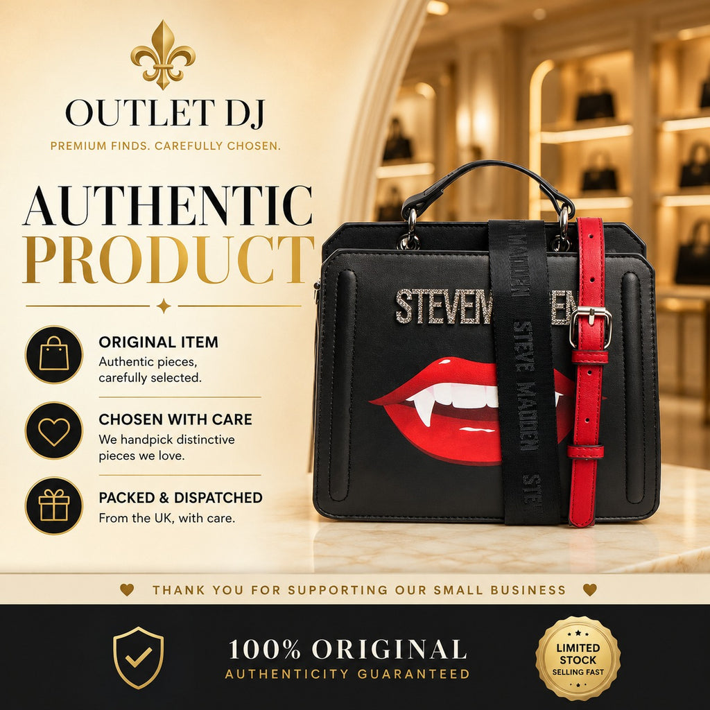 Steve Madden Black Lip Crossbody Bag, Vampire Lips, Sparkling Logo