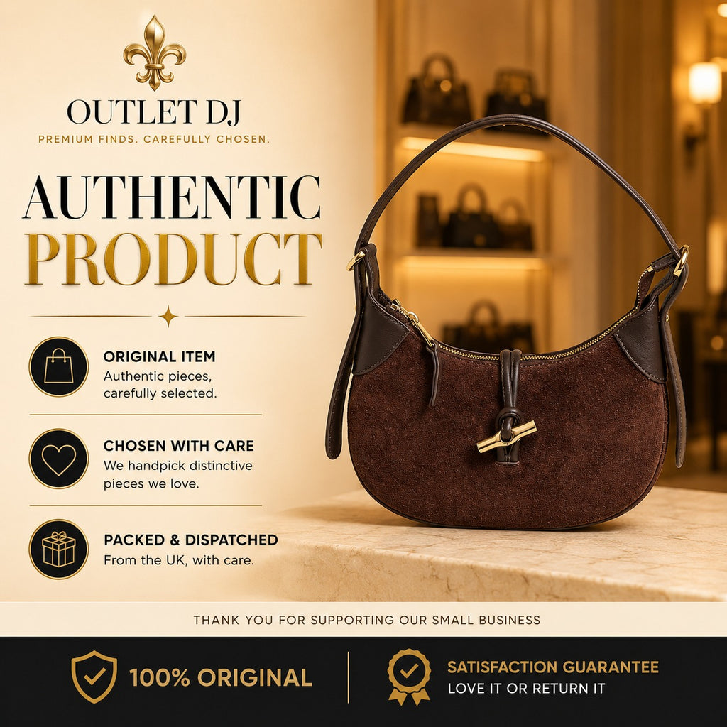 Silver Street London Brown Hobo Bag, Suede Shoulder Bag, Gold Hardware