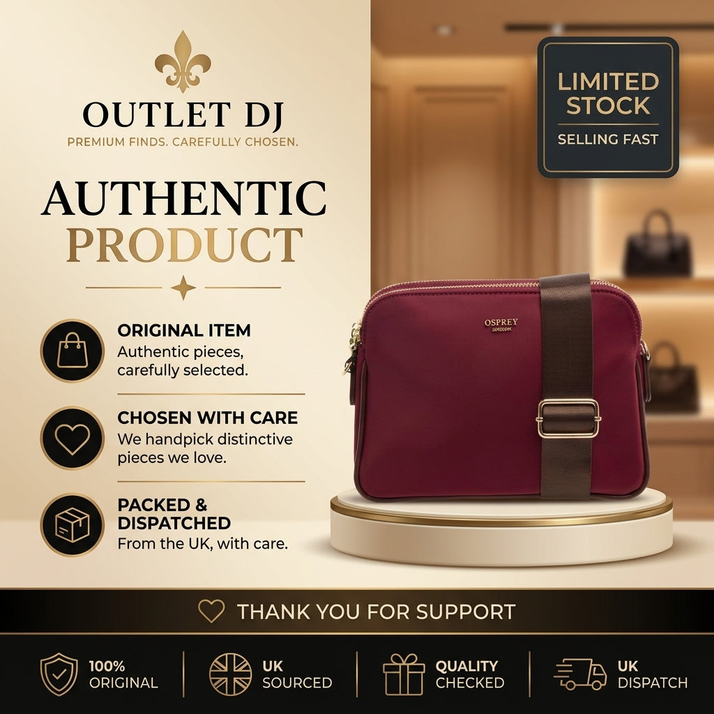 Osprey London Burgundy Nomad Bag, Nylon Crossbody, Gold Hardware