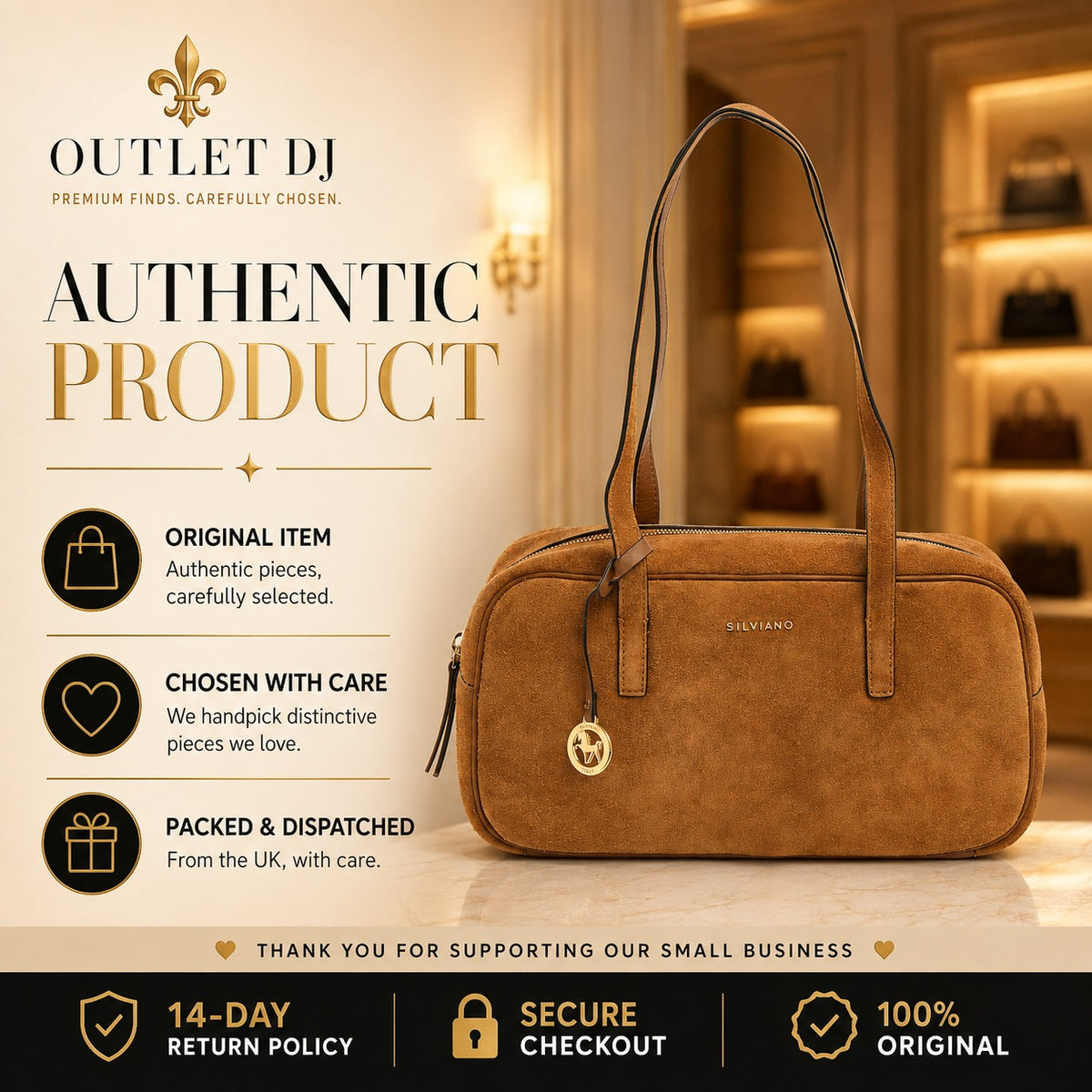 Silviano Tan Brown Suede Shoulder Bag, Gold Hardware, Everyday Tote, Gift for Her