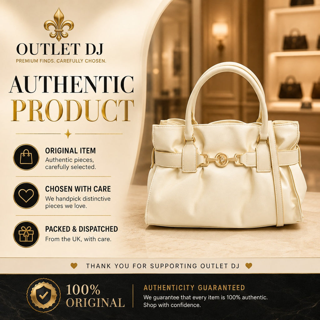 US Polo Assn Cream Satchel Bag, Jane Style, Top Handle & Shoulder