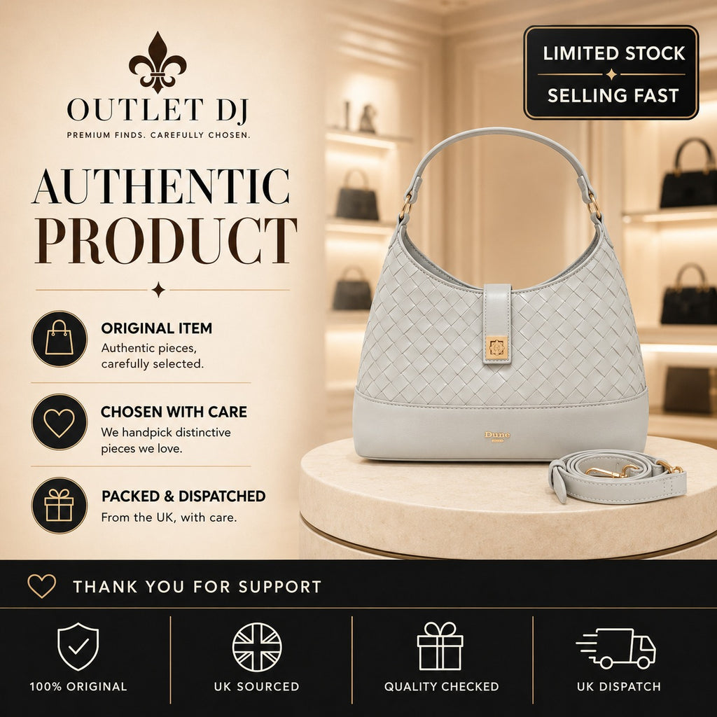 Dune London Grey Shoulder Bag, Woven Quilted Design, Gold Hardware, Everyday
