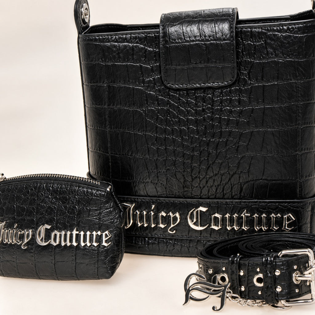 Juicy Couture Black Jasmine Bucket Bag, Pouch, Everyday Shoulder Bag Gift