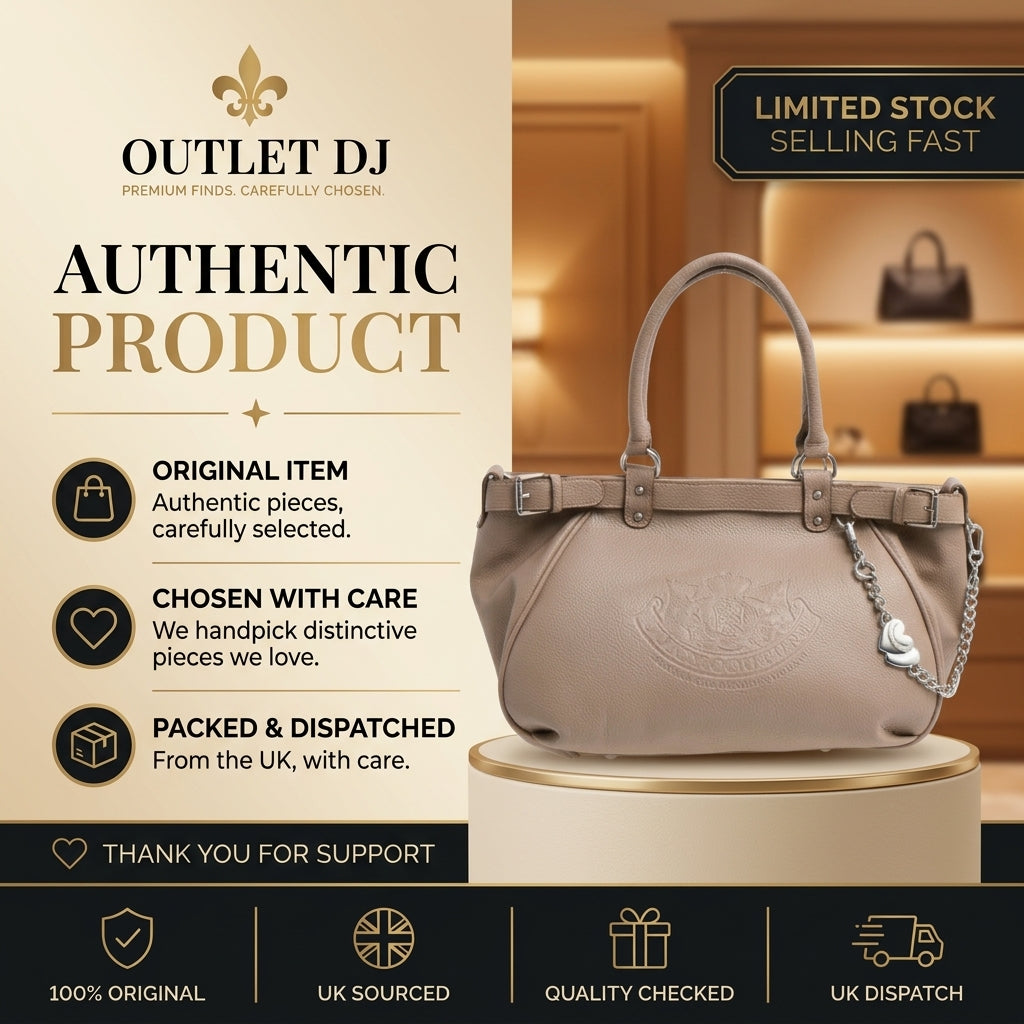Juicy Couture Taupe Satchel Bag, Pebbled Leather Tote, Everyday Work Purse